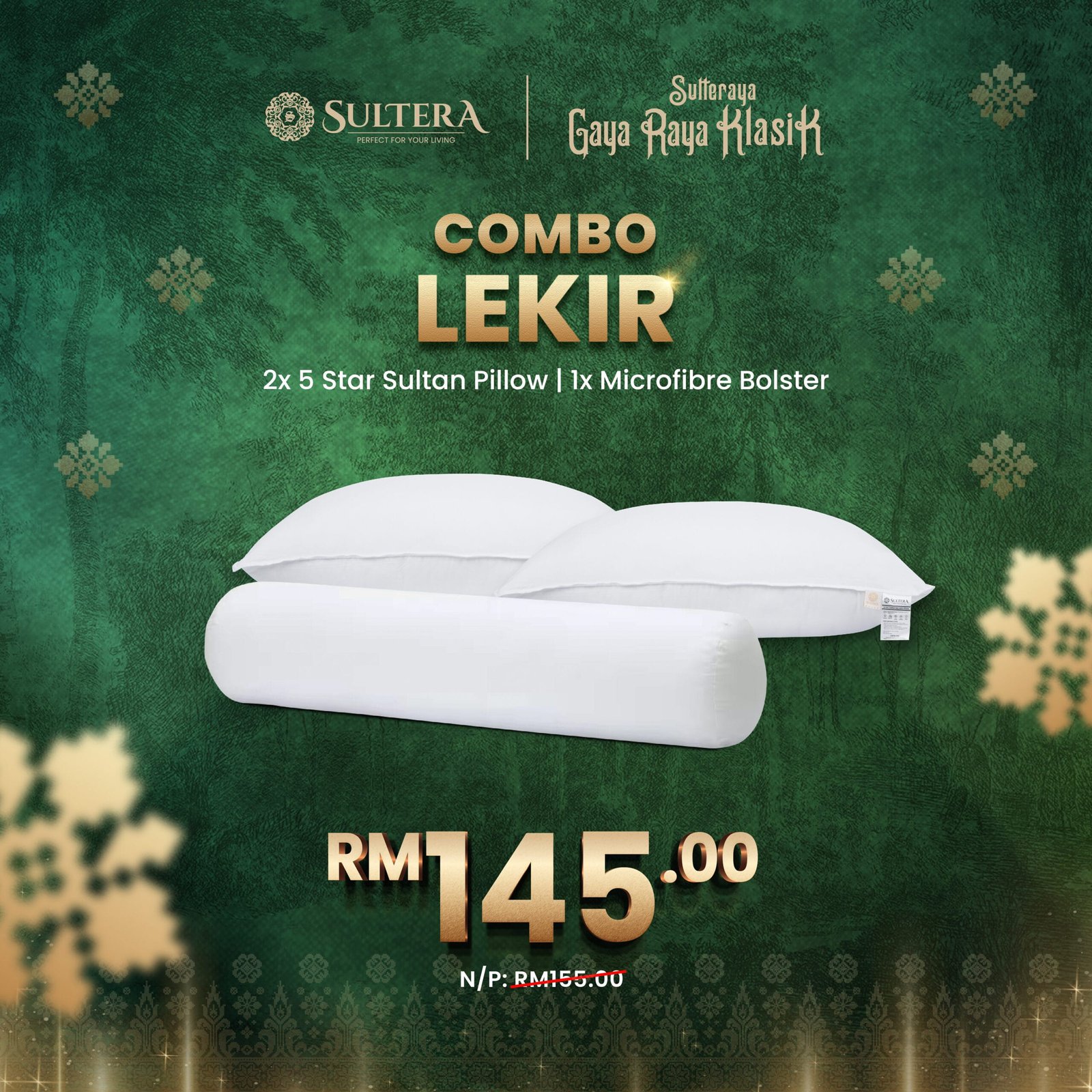 Combo Lekir : 2 Pieces 5 Star Pillow + 1 Piece Bolster