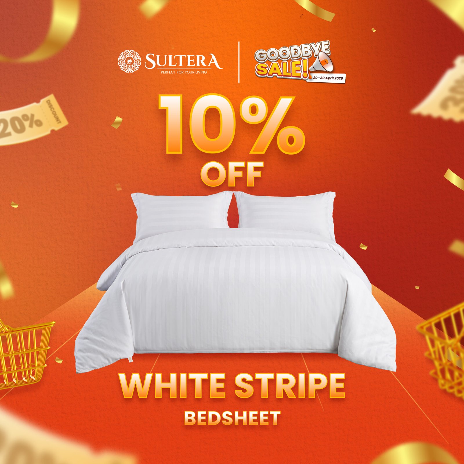 Exclusive Bedsheet - White Stripe Set