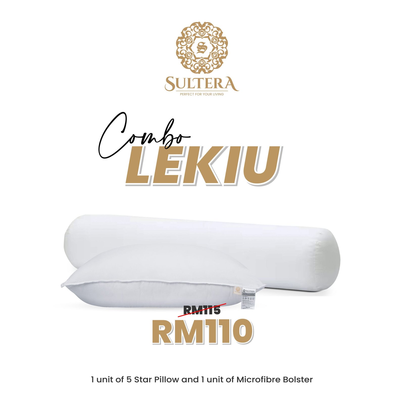 Combo Lekiu : 1 Piece 5 Star Pillow + 1 Piece Bolster