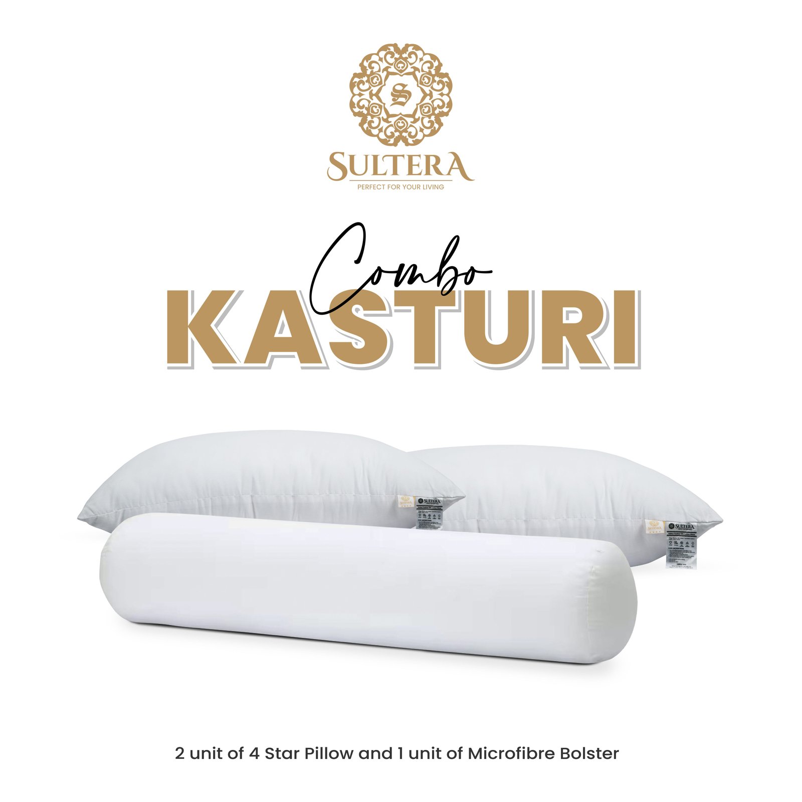 Combo Kasturi : 2 Pieces 4 Star Pillow + 1 Piece Bolster