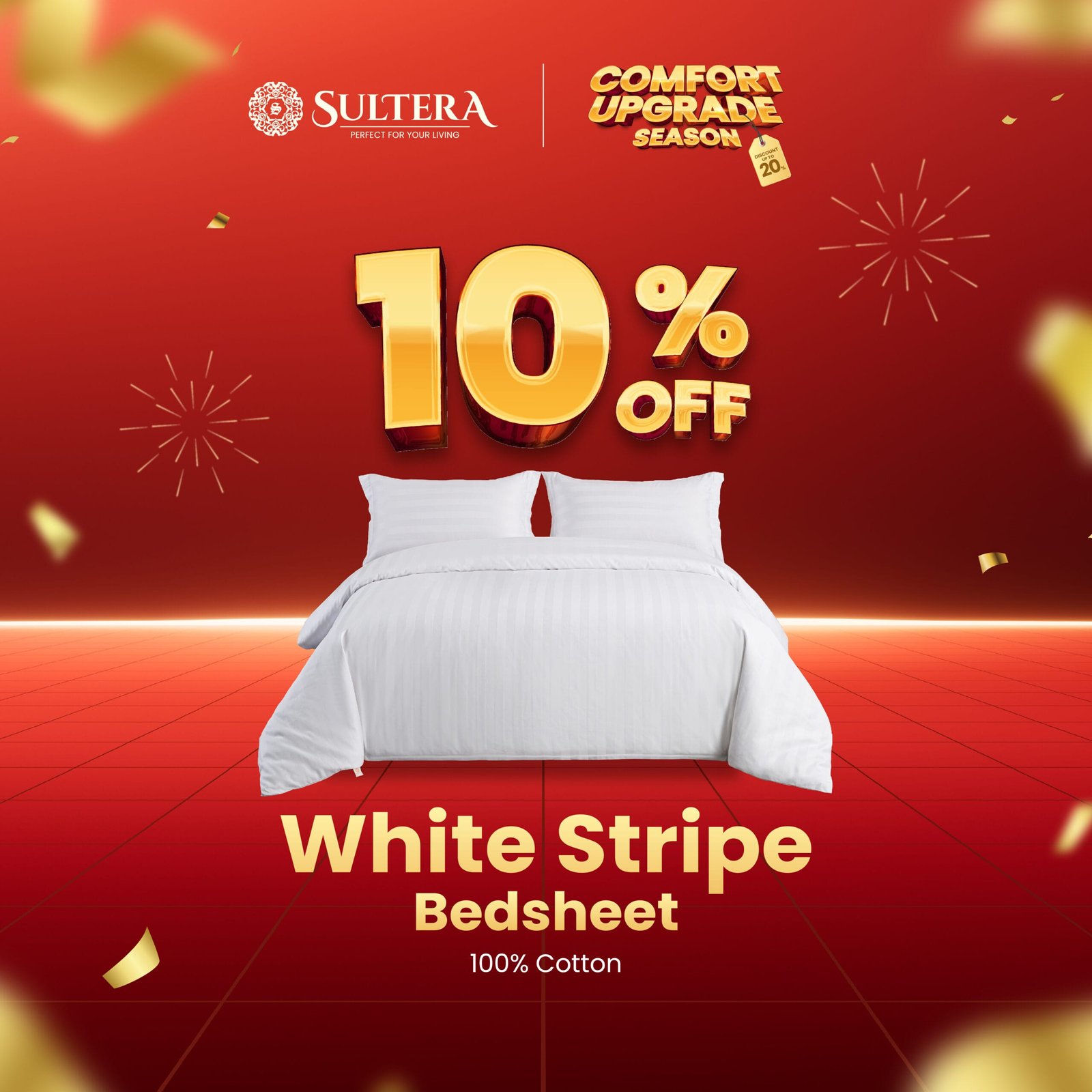 Exclusive Bedsheet - White Stripe Set